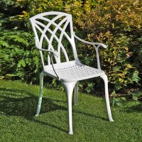 Vista previa: White_April_Self_Assembly_Metal_Garden_Chair_Cast_Aluminium_1