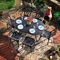 Vista previa: The June 6 seater garden table and chairs in antique bronze