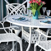 Vista previa: White 4 seater aluminium garden furniture set 4