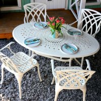 White 4 seater Oval Garden Table Set 24