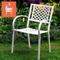 JANE silla blanca para jardín metálica apilable